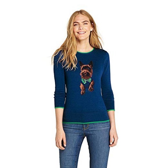 - Lands End Harbor Blue Dapper Dog sweater - Picture 6 of 7